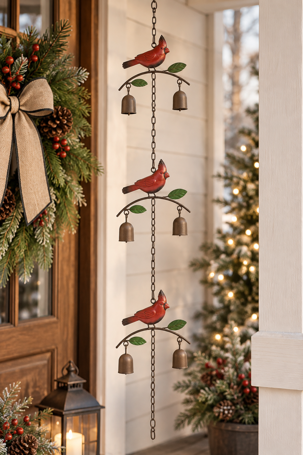 Christmas Cardinal Bell Wind Chime – 75”