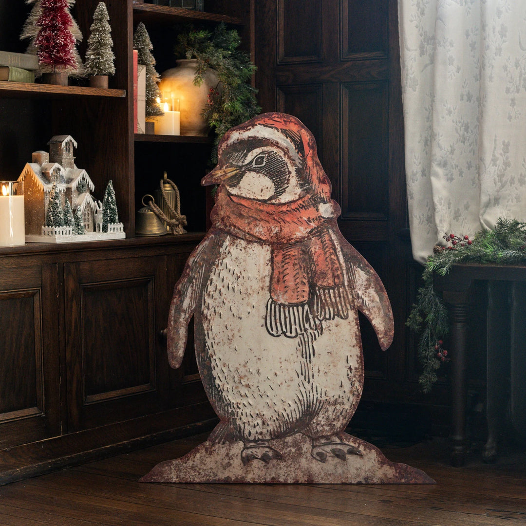 Vintage Christmas Penguin Metal Dummy Board