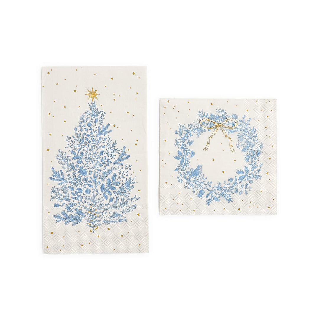 Blue Botanical Christmas Napkins