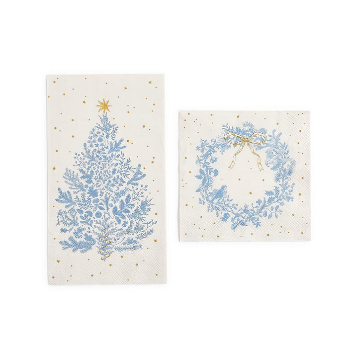 Blue Botanical Christmas Napkins