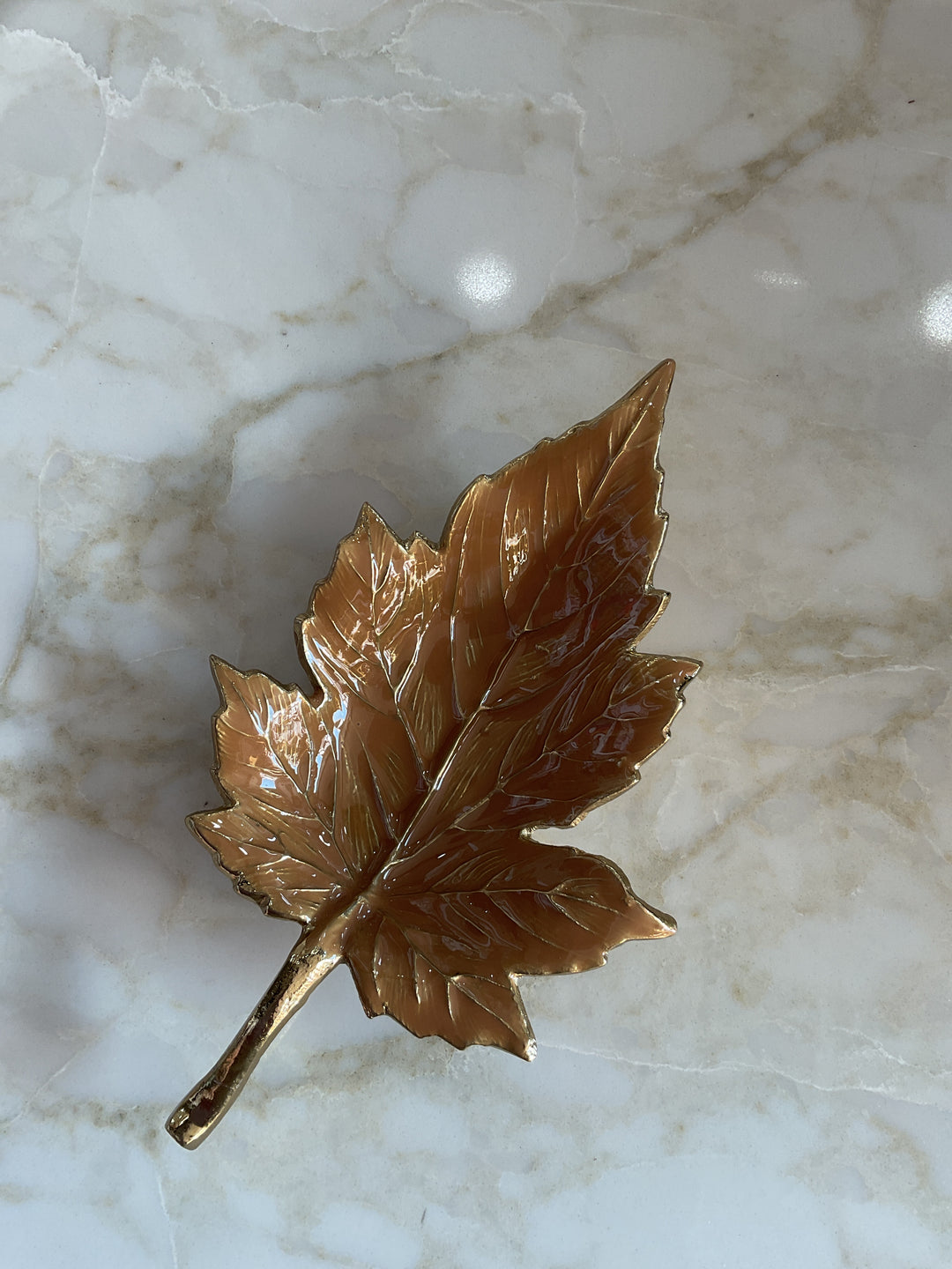 Enamel Leaf Trinket Dish