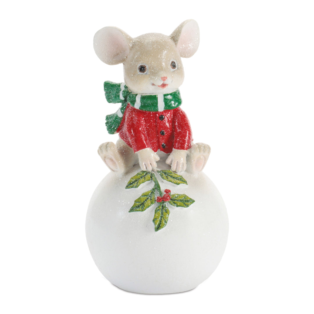 Merry Little Mouse on Holly Ball