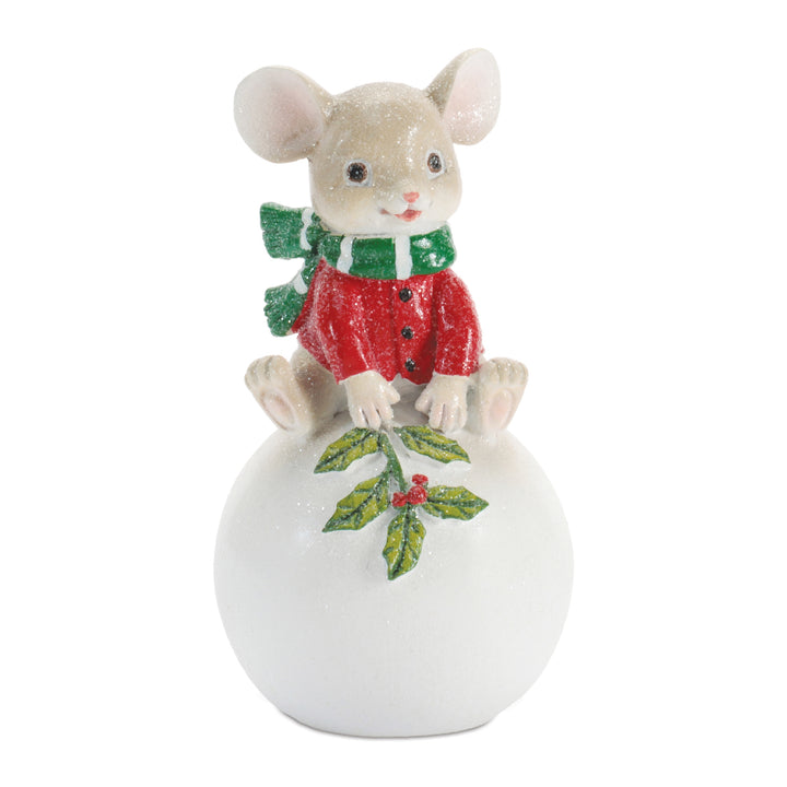 Merry Little Mouse on Holly Ball