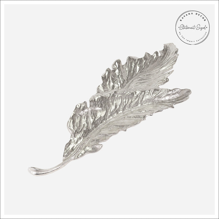 Silver Feather Luxe Tray – 34” Long