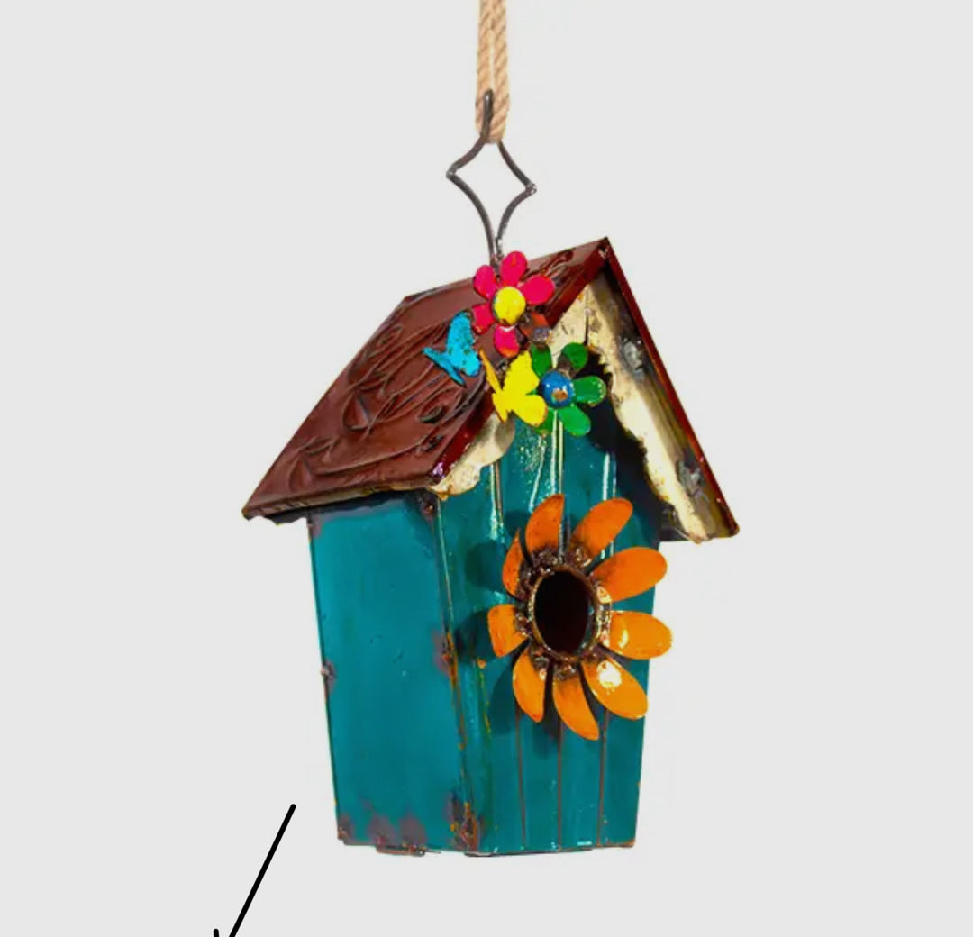 Sunflower Cottage Metal Birdhouse