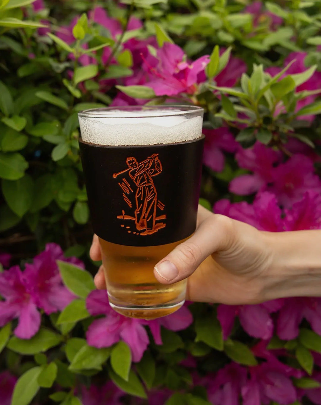 Pint Glass with Genuine Leather Holder