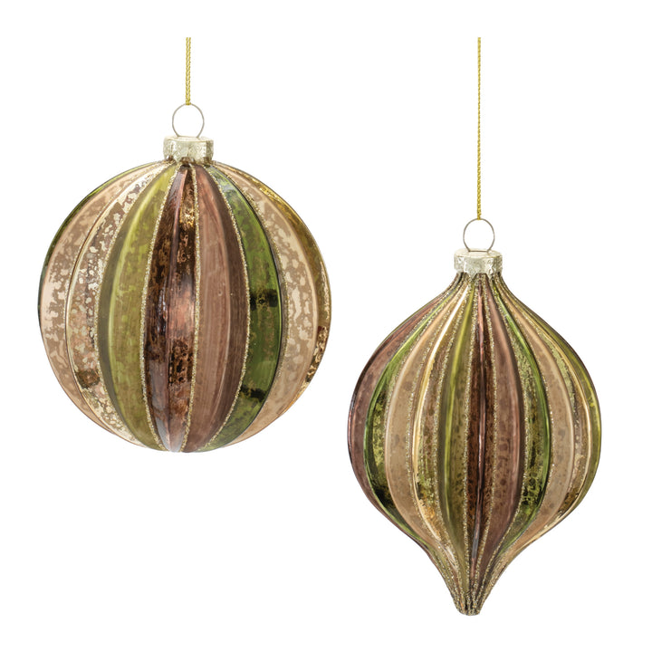 Gilded Olive & Bronze Glass Ornament — Two Styles