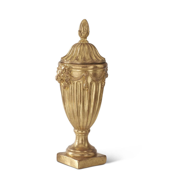 Regency Gold Lion Head Lidded Urn