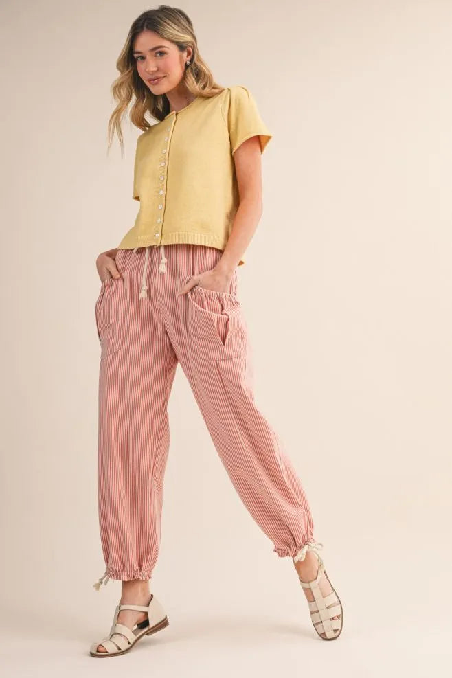Sunset Stripe Tie-Hem Pants