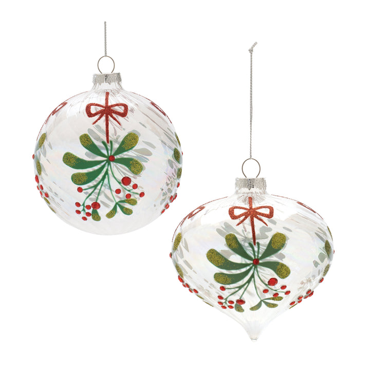 Mistletoe Wishes Glass Ornament — Two Elegant Styles