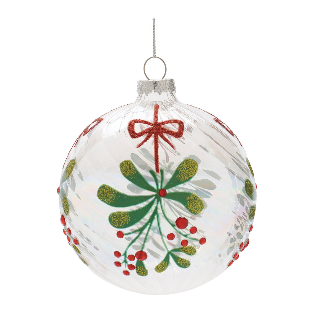 Mistletoe Wishes Glass Ornament — Two Elegant Styles