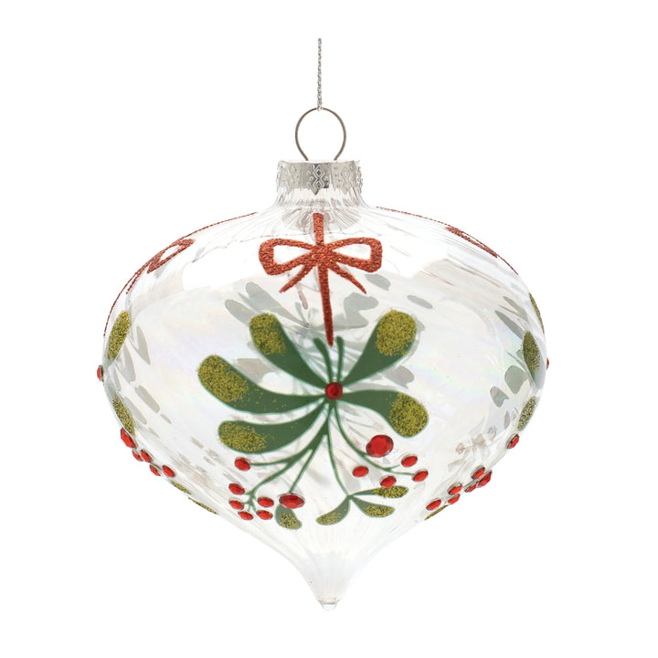 Mistletoe Wishes Glass Ornament — Two Elegant Styles