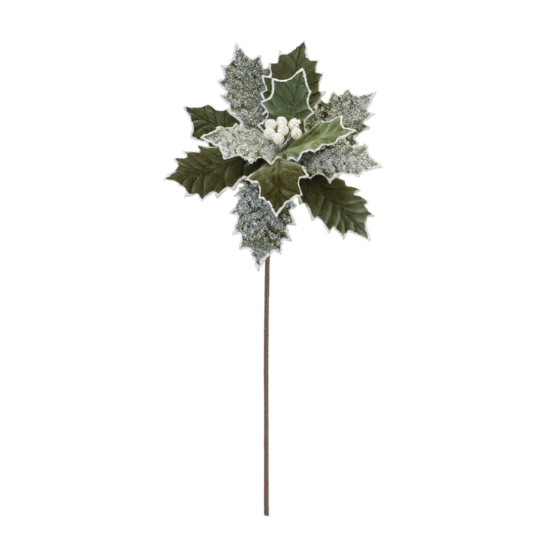 Frosted Sage Poinsettia Stem – 21.5″