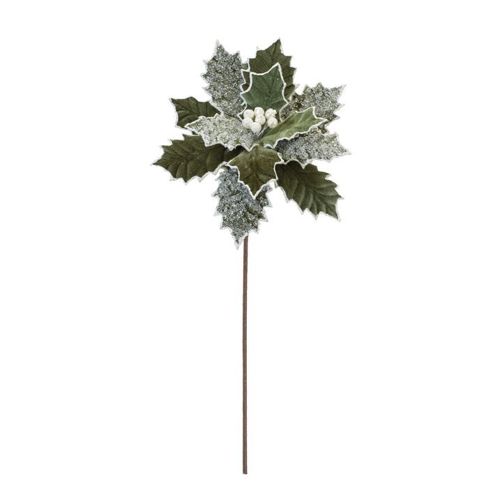 Frosted Sage Poinsettia Stem – 21.5″