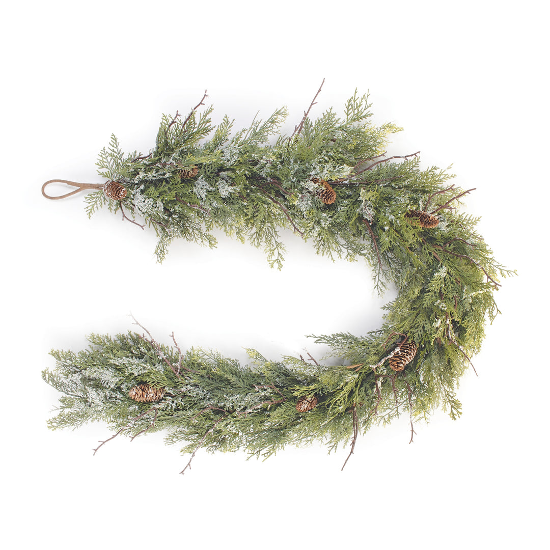 Iced Pine & Pinecone Garland – 5.5′