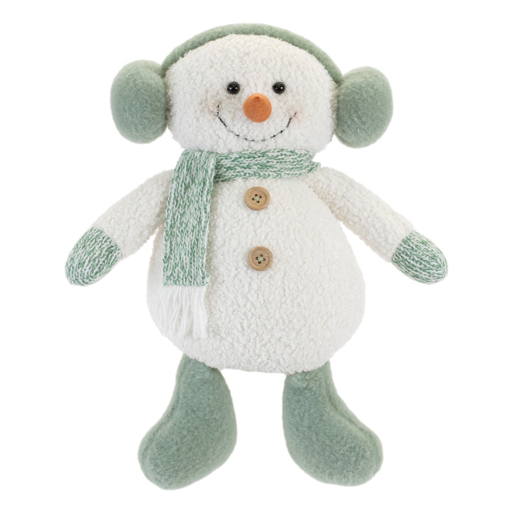 Cozy Sage Snowman with Earmuffs — 11"