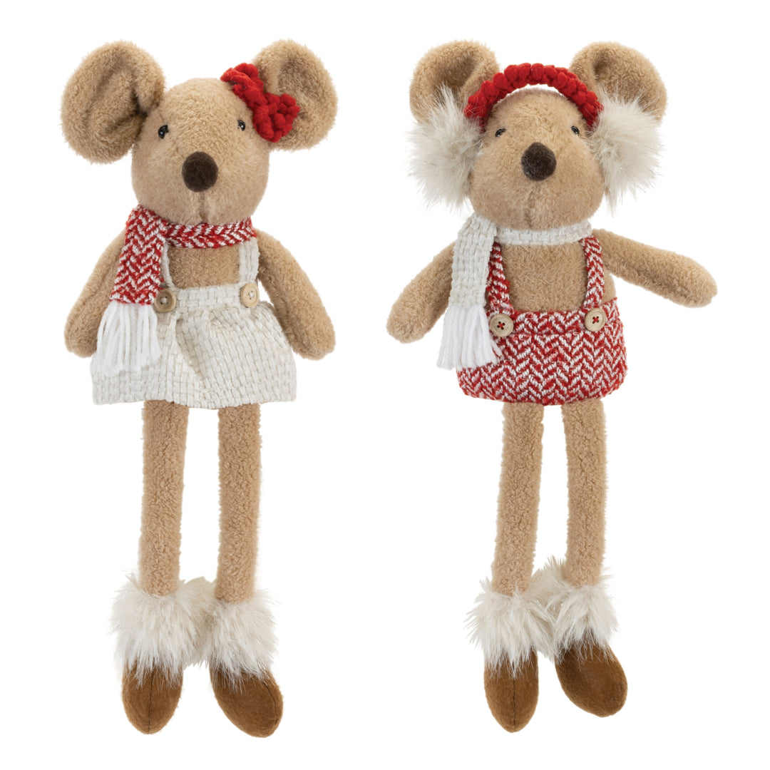 Cozy Christmas Mouse with Scarf — Two Assorted Styles