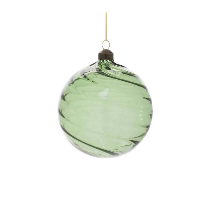 Sage Green Swirl Glass Ornaments