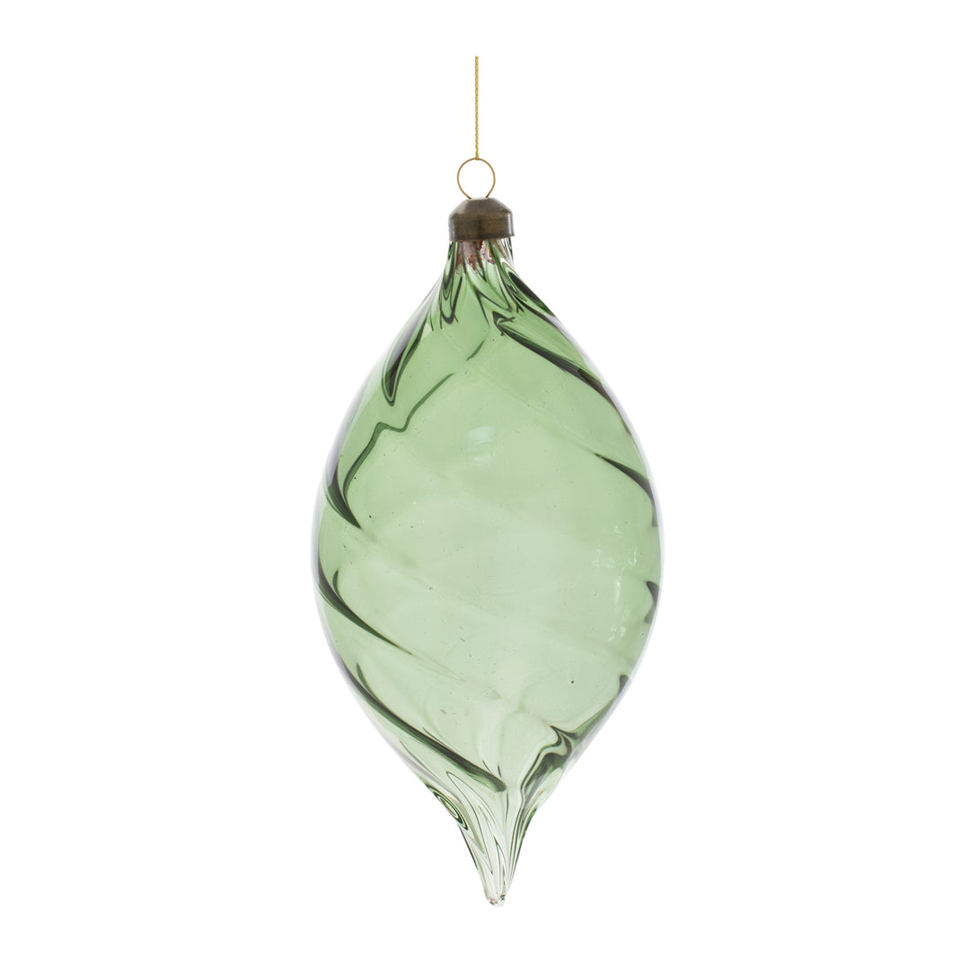Sage Green Swirl Glass Ornaments