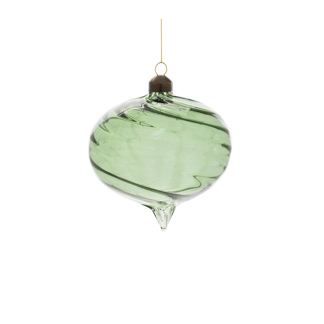 Sage Green Swirl Glass Ornaments