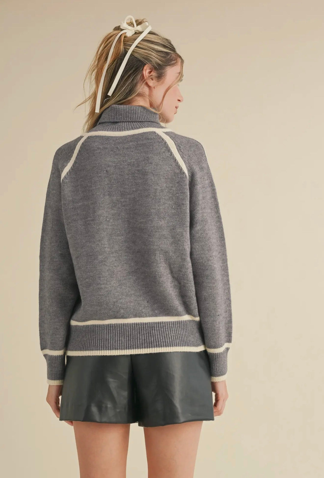 Harbor Line Mock Neck Sweater
