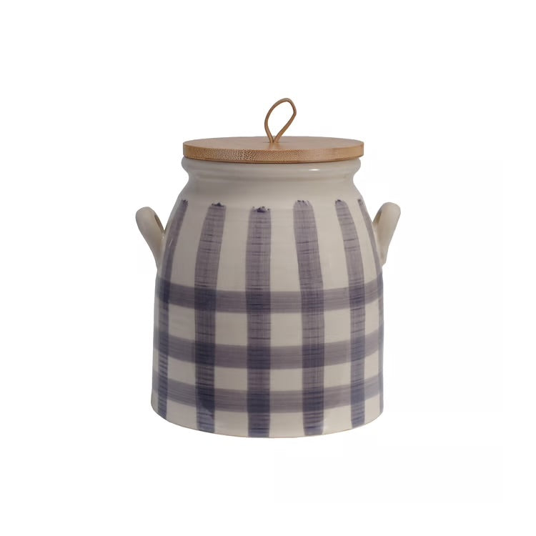 Lilac Grid Stoneware Canister