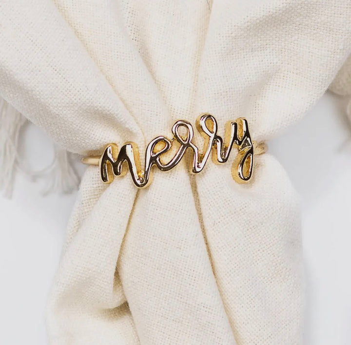 Merry Gold Script Napkin Ring