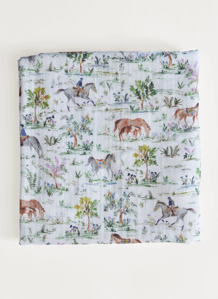 Countryside Horses Muslin Shawl Blanket