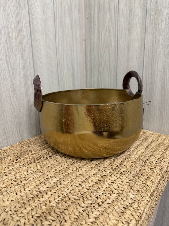 Antique Brass Artisan Handled Bowl