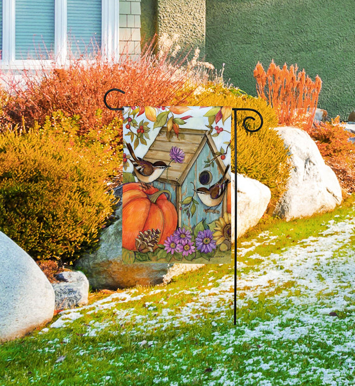 Autumn Birdhouse Garden Flag