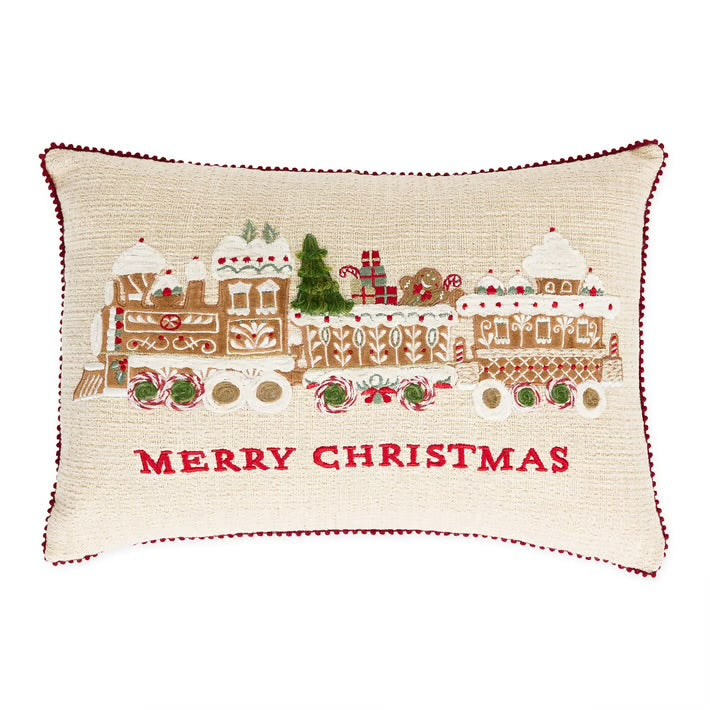 Gingerbread Express Christmas Pillow