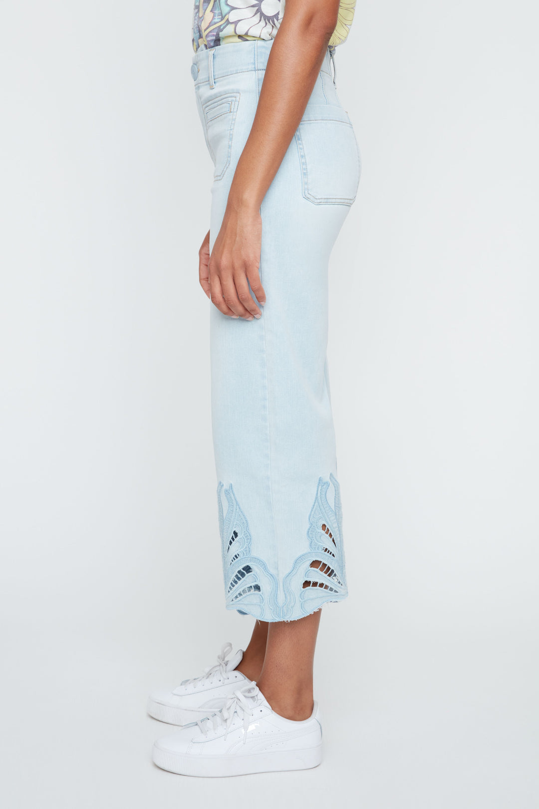 Azure Lace Whisper Cropped Denim