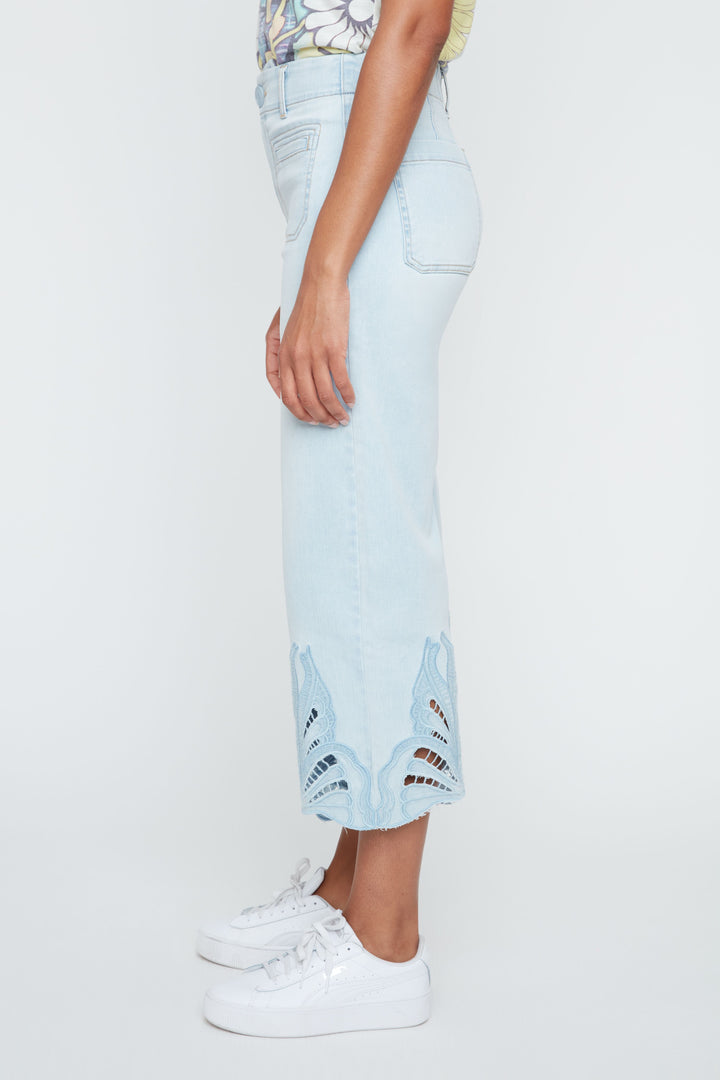 Azure Lace Whisper Cropped Denim