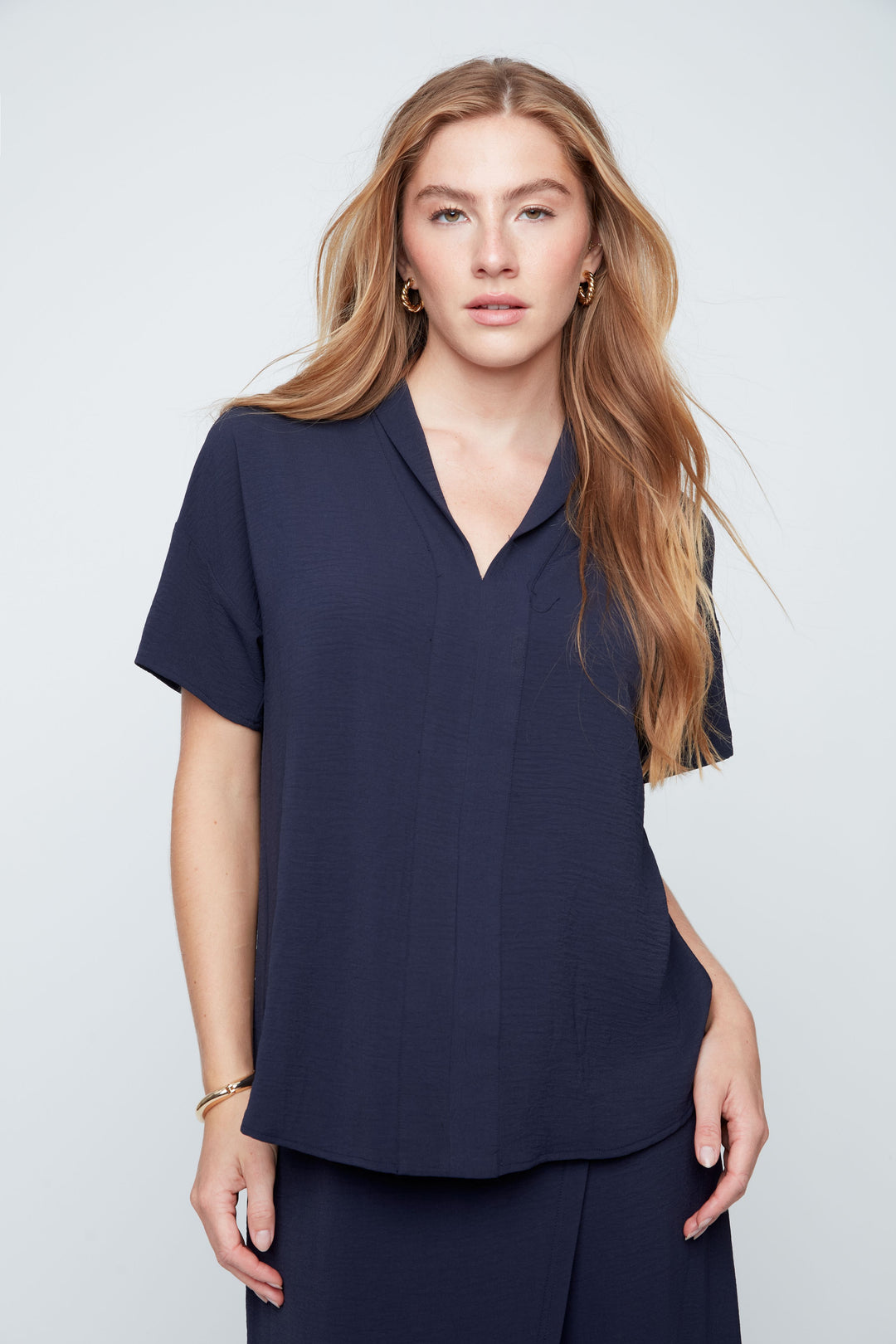 Midnight Ease V-Neck Blouse