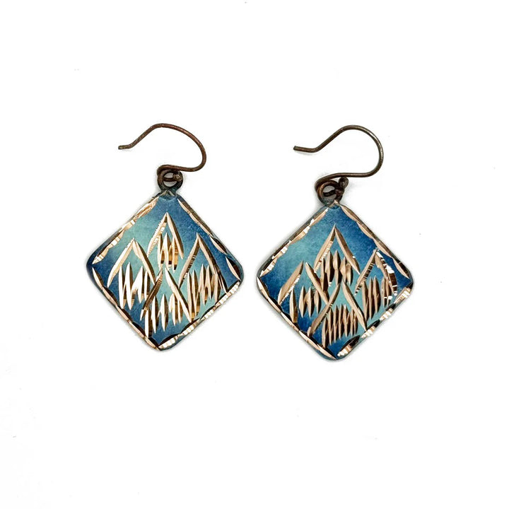 Patina Engraved Copper Earrings