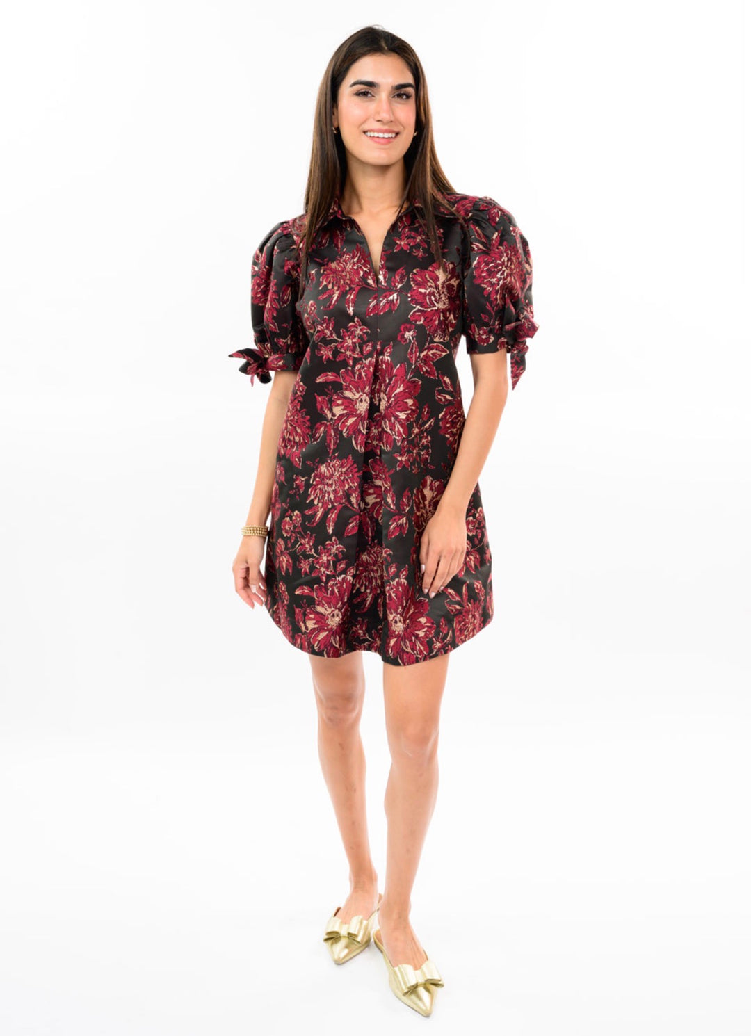 The Rosalie Burgundy Floral Dress