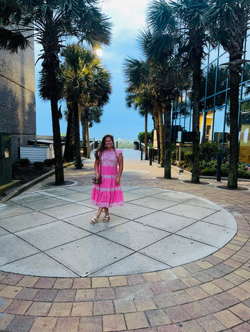 Pink Floral Embroidered Dress