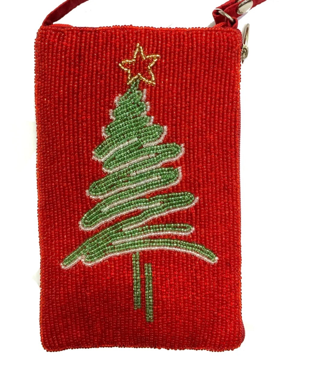 Christmas Tree Beaded Club Bag