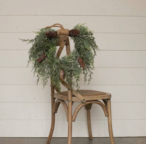 Iced Cedar & Pinecone Wreath