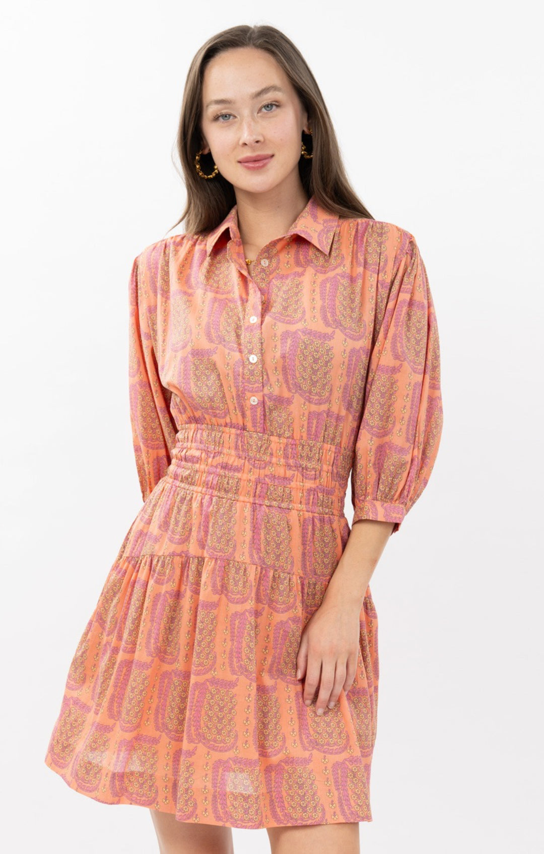 Sunset Paisley Smocked Waist Dress