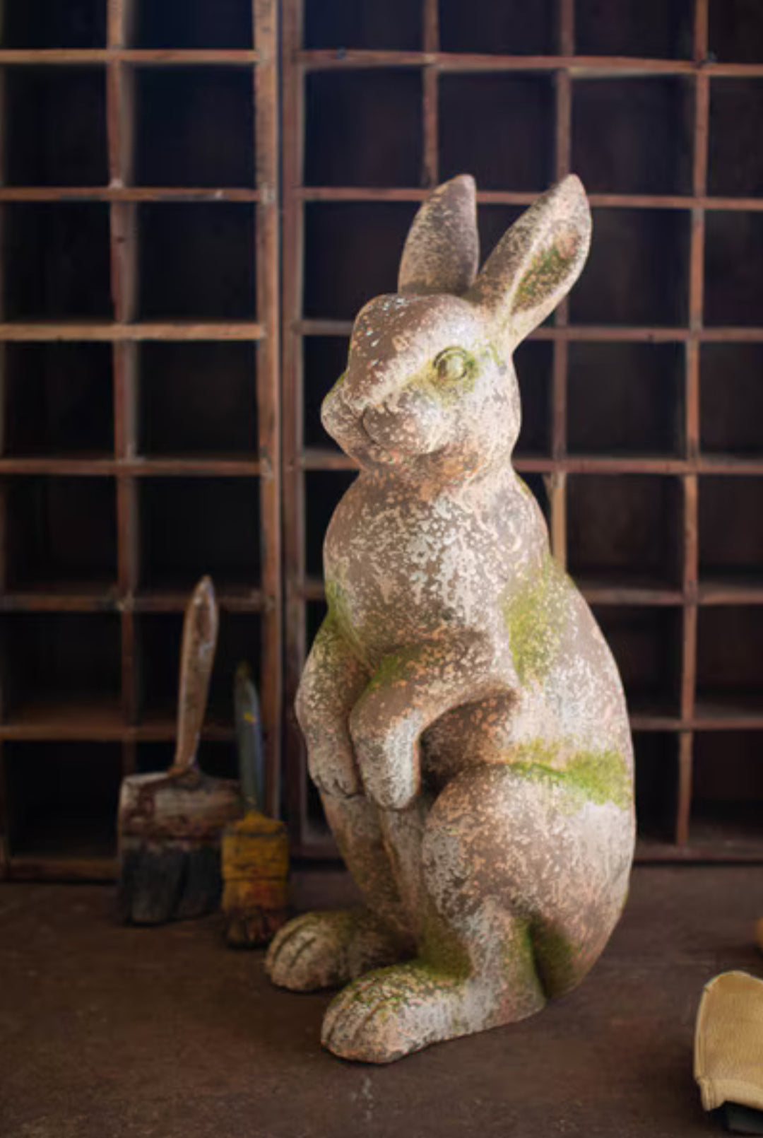 Mossy Meadow Rabbit Statue - Faux Concrete