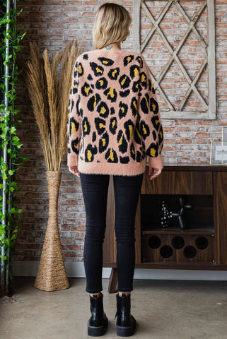 Fuzzy Pink Leopard Sweater