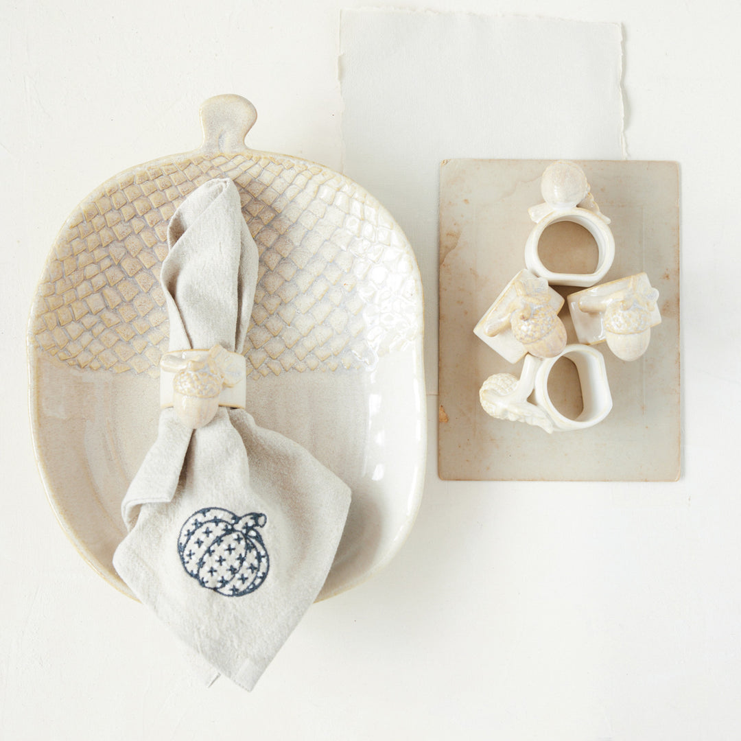 Harvest Acorn Stoneware Napkin Ring