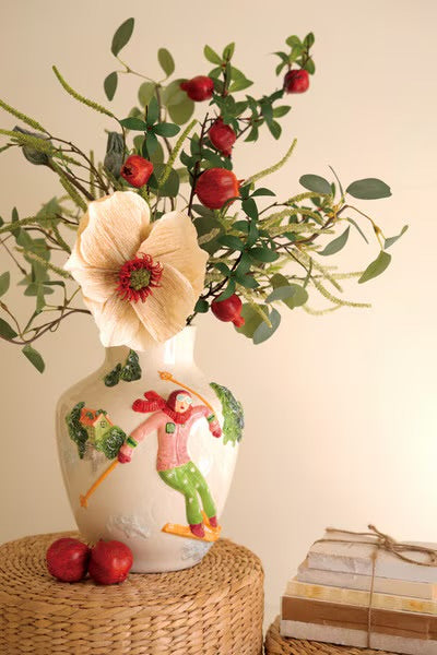 Alpine Skier Ceramic Vase