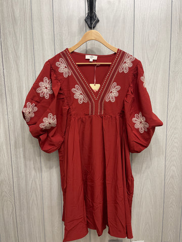 Rust Embroidered Top Dress