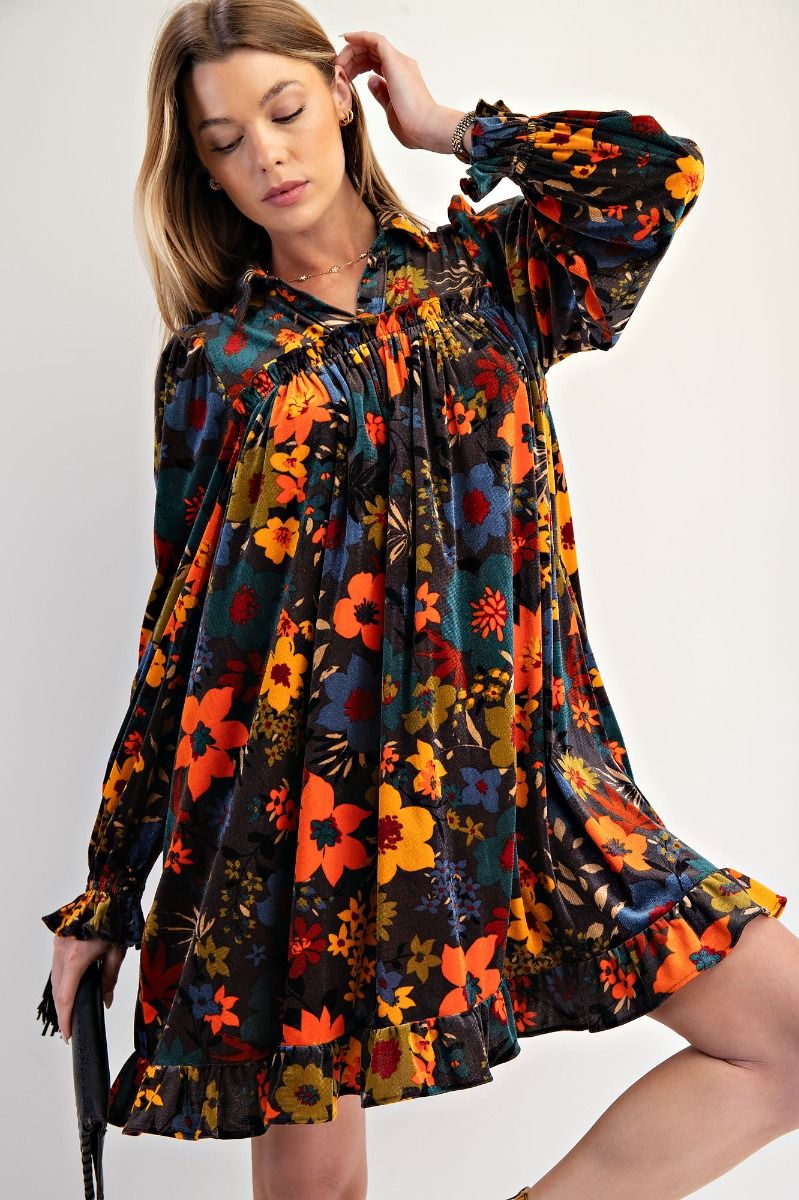 Velvet Garden Swing Dress