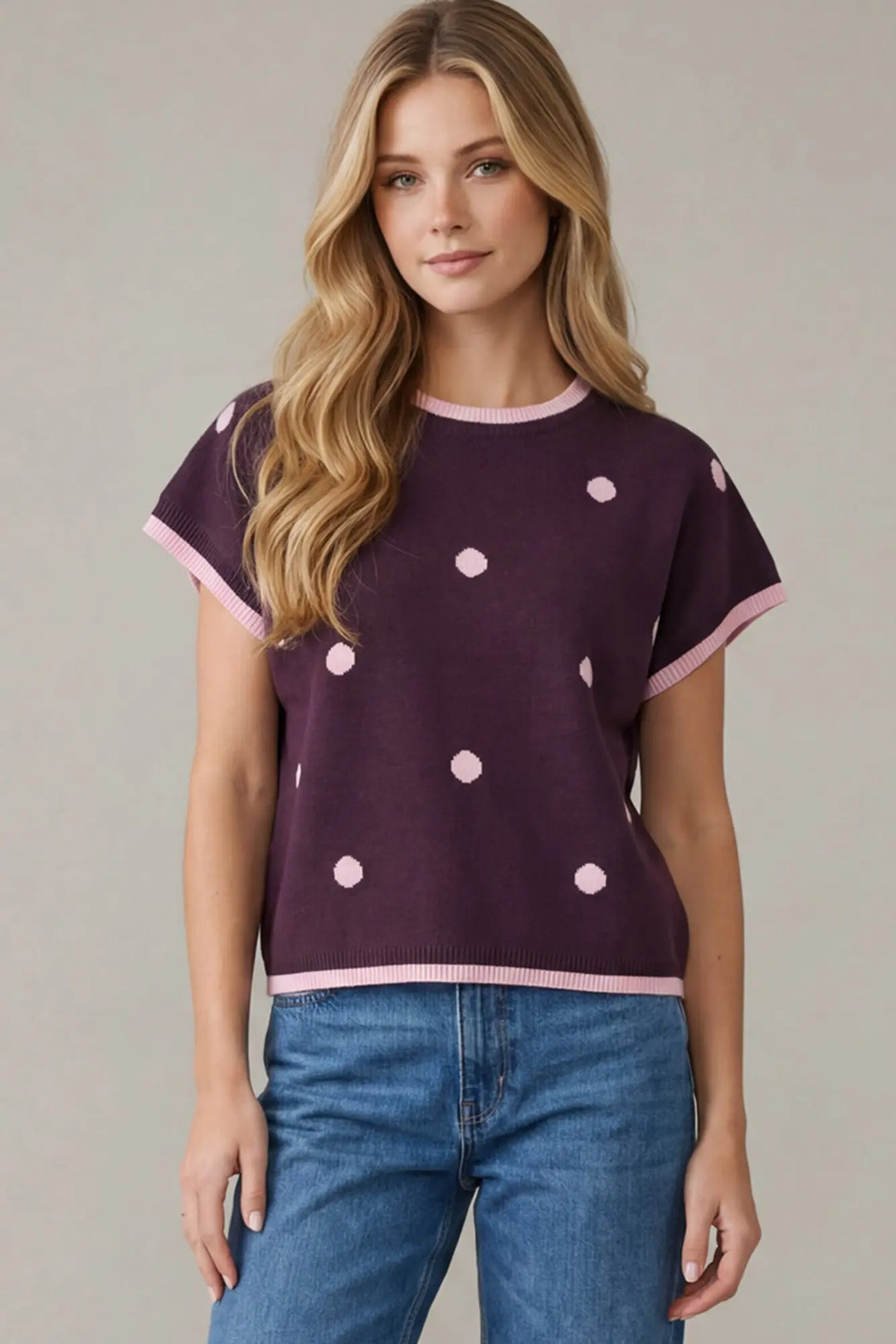 Plum Pretty Polka Dot Sweater