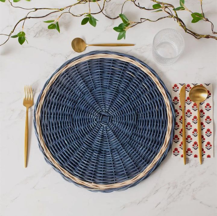 Blue Rattan Charger