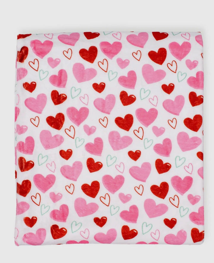 Hearts Aflutter Plush Throw Blanket