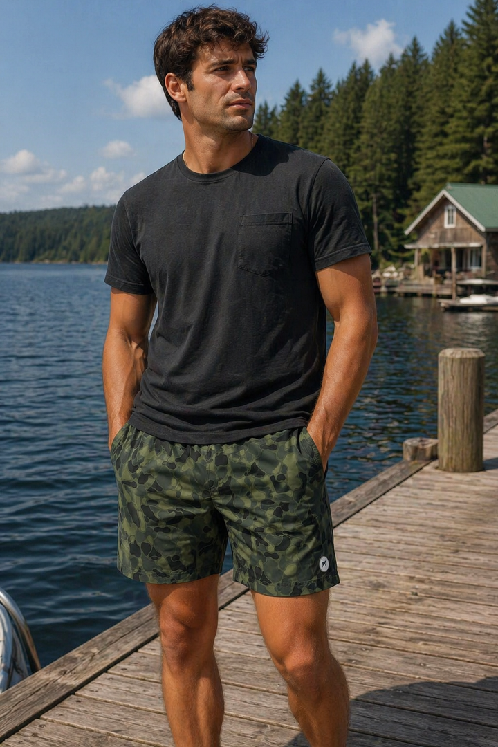 Sun Washed Shorts – Green Camo